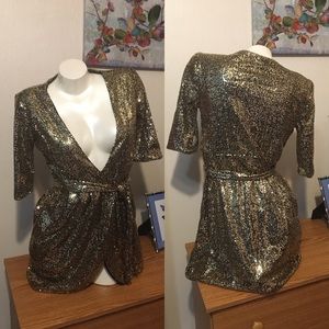 Gold Sequin wrap Dress